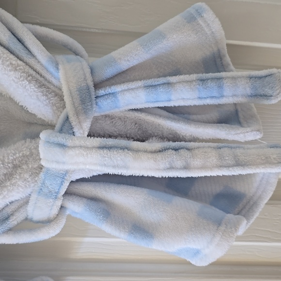 MAX & OLIVIA MINI BLUE AND WHITE TODDLER BOYS OR GIRLS HOODED ROBE SIZE 2T - Picture 6 of 10